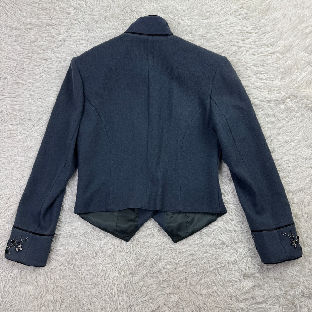 Double D Ranch Jacket Womens Small Blue Beaded Western Wool Buttoned Blazer S - Picture 7 of 12